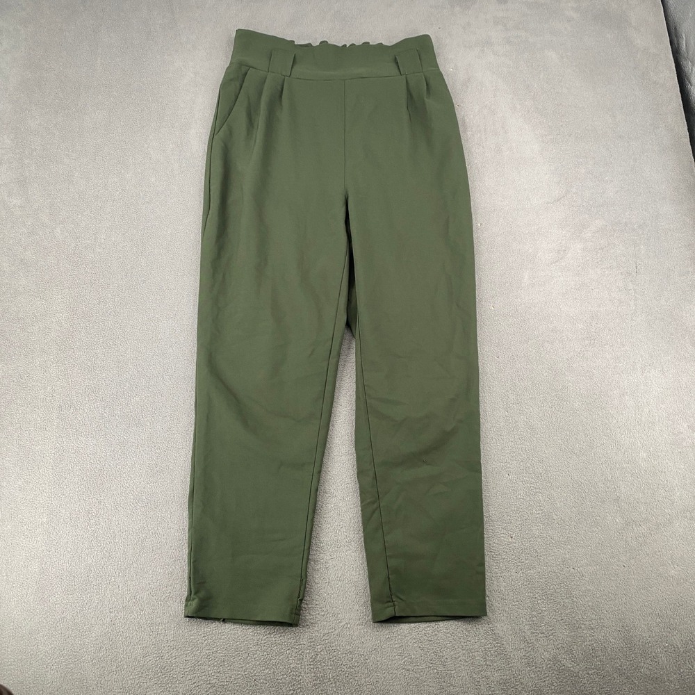 Grace Karin Womens Olive Green Paperbag Waist Tapered Leg Pants Size M 7719